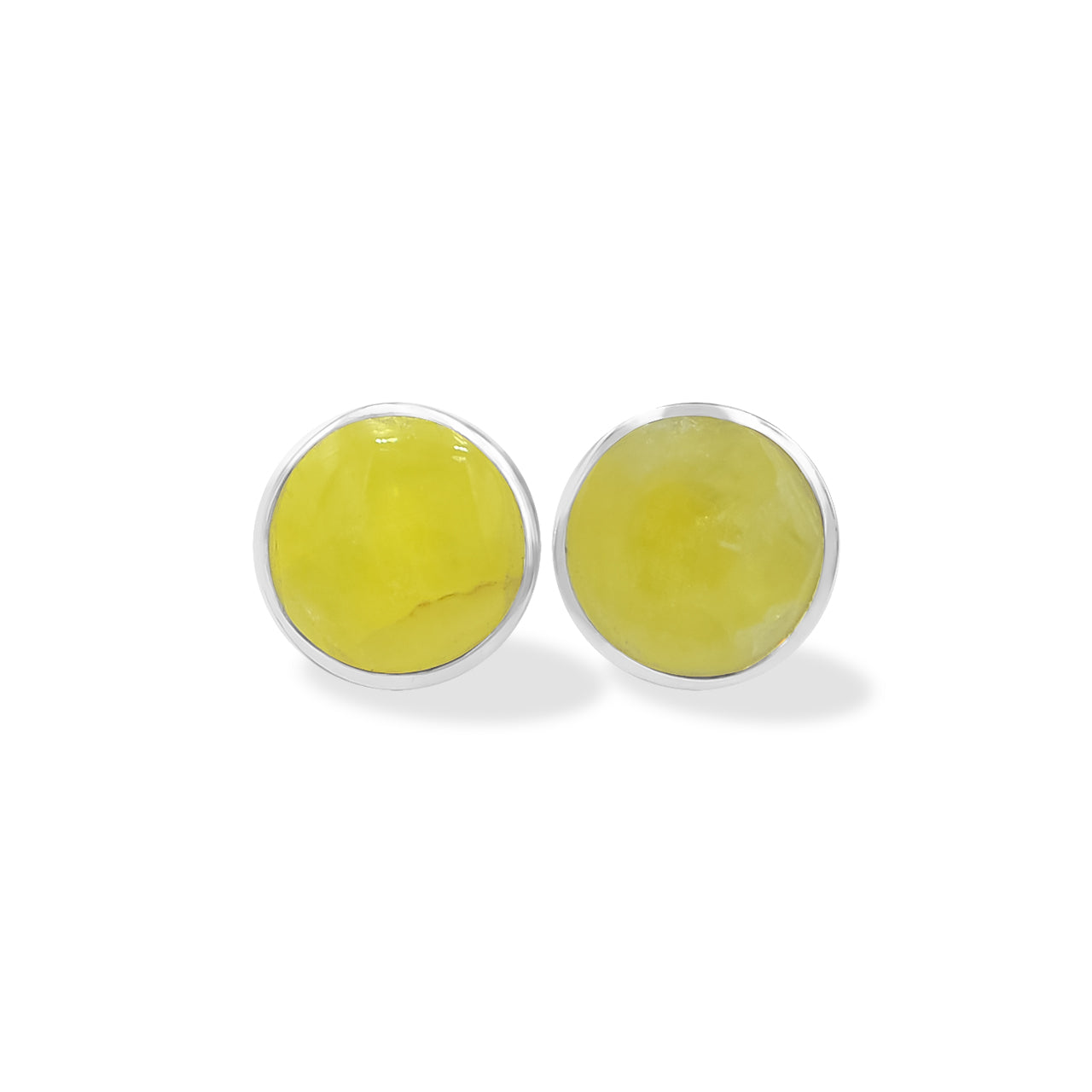 Starborn Genuine Round Brucite Post Earrings in Sterling Silver