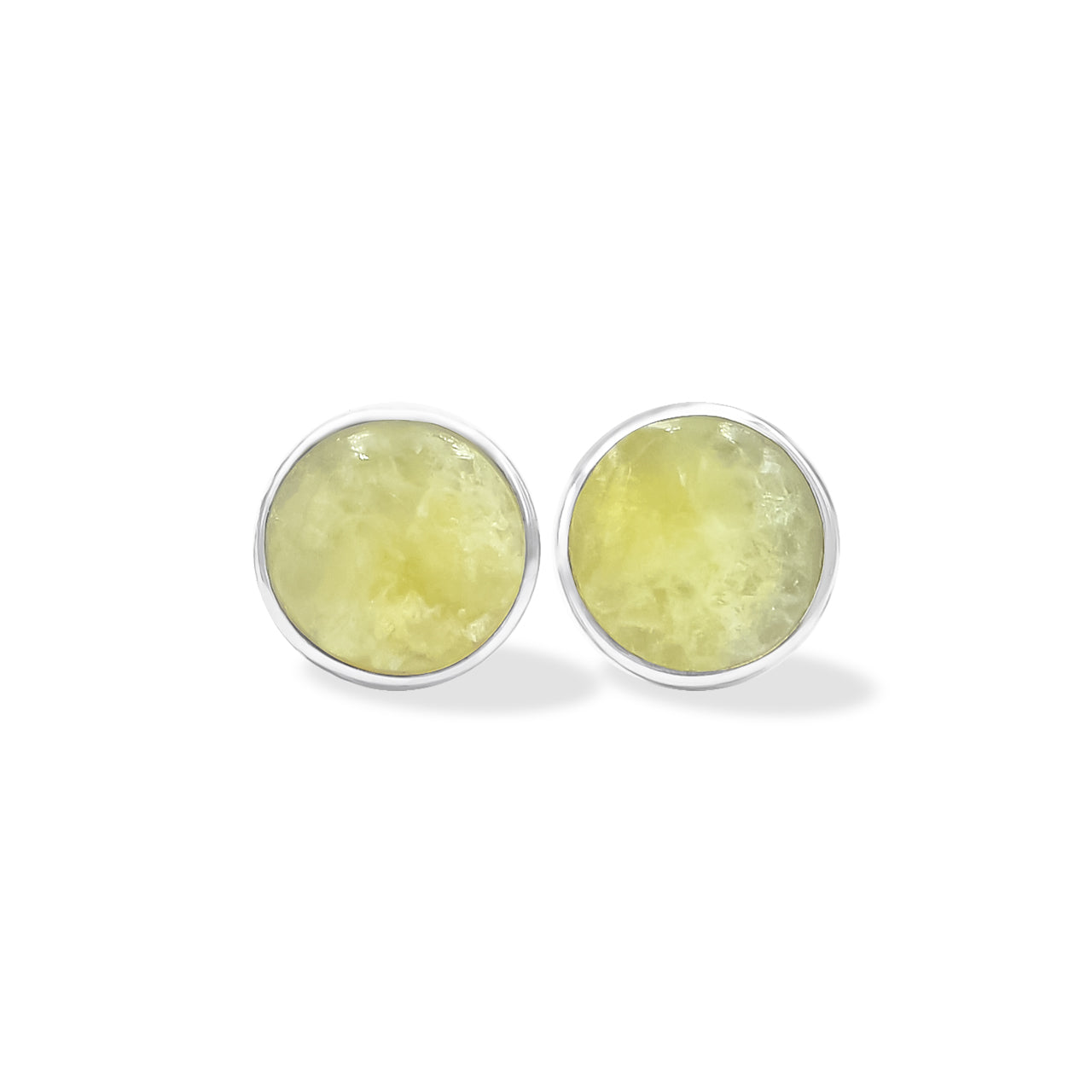 Starborn Genuine Round Brucite Post Earrings in Sterling Silver