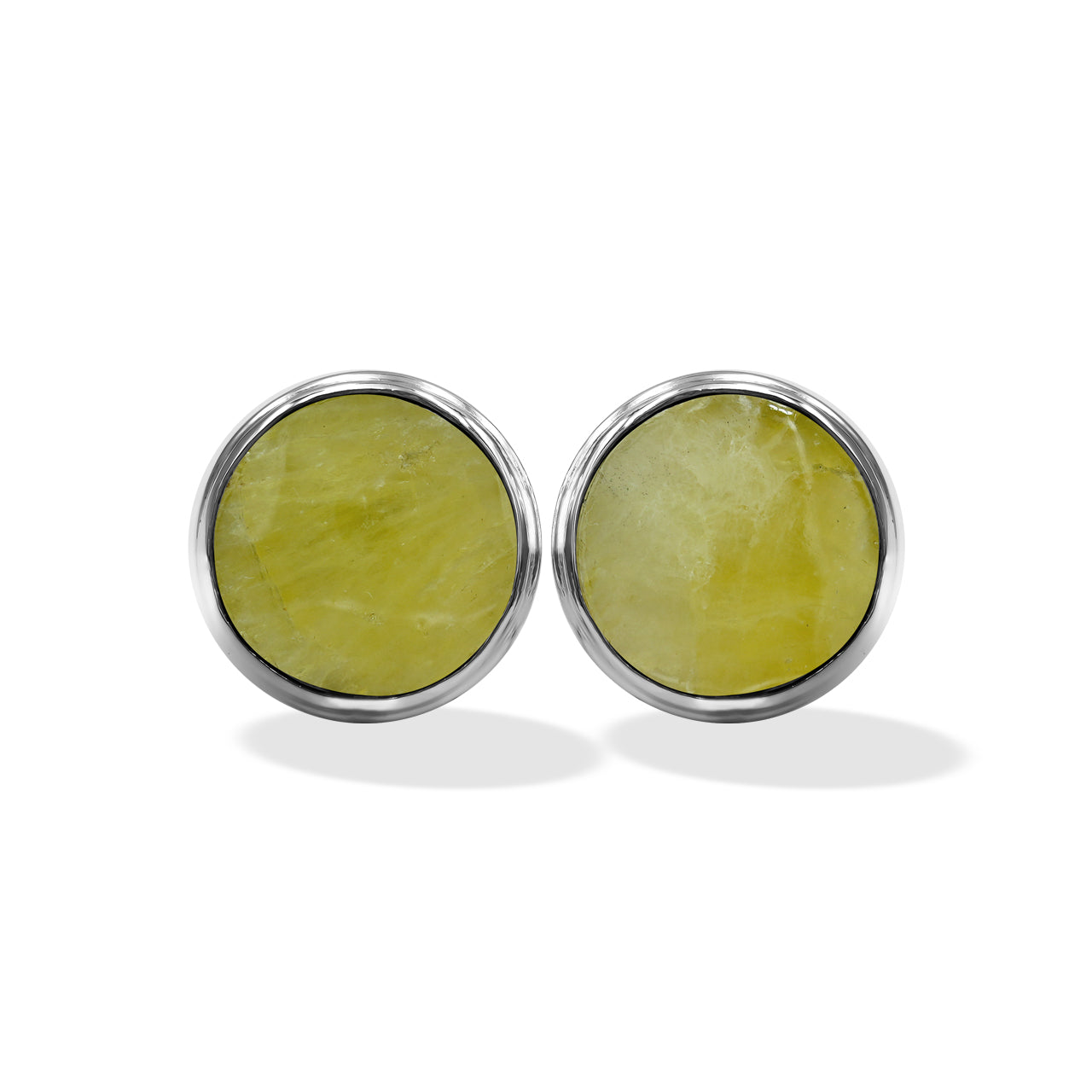 Starborn Genuine Round Brucite Post Earrings in Sterling Silver