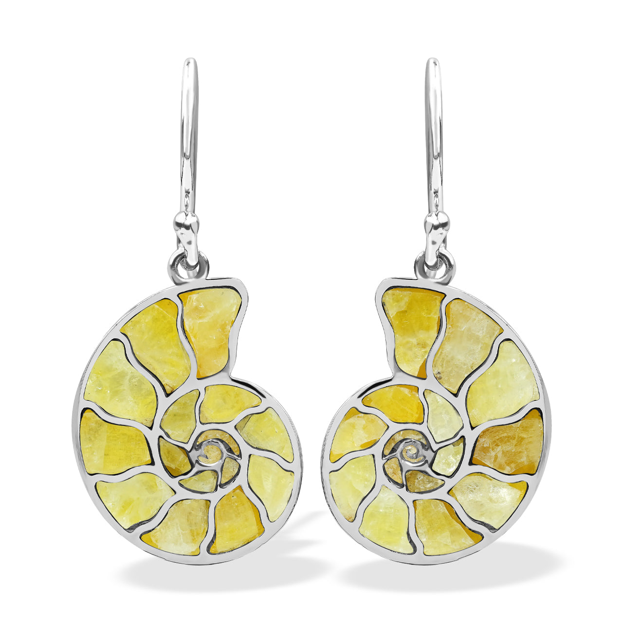 Starborn Ohrring aus Sterlingsilber mit Nautilus-Ammonit und Edelsteineinlage, klein