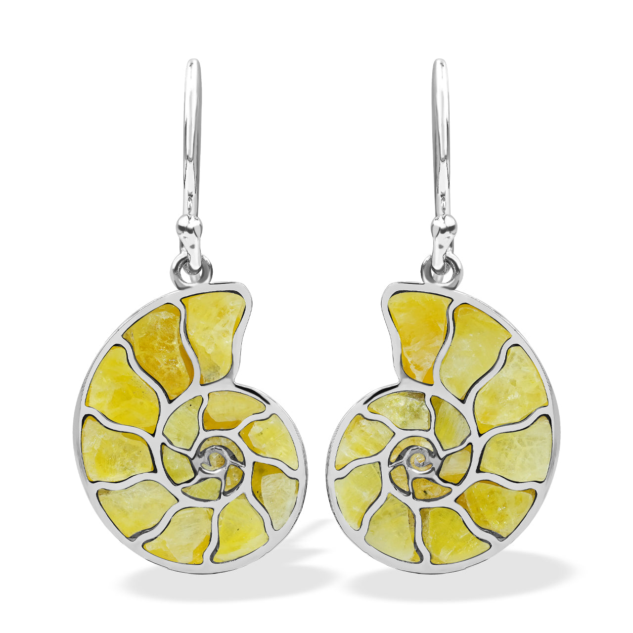 Starborn Ohrring aus Sterlingsilber mit Nautilus-Ammonit und Edelsteineinlage, klein