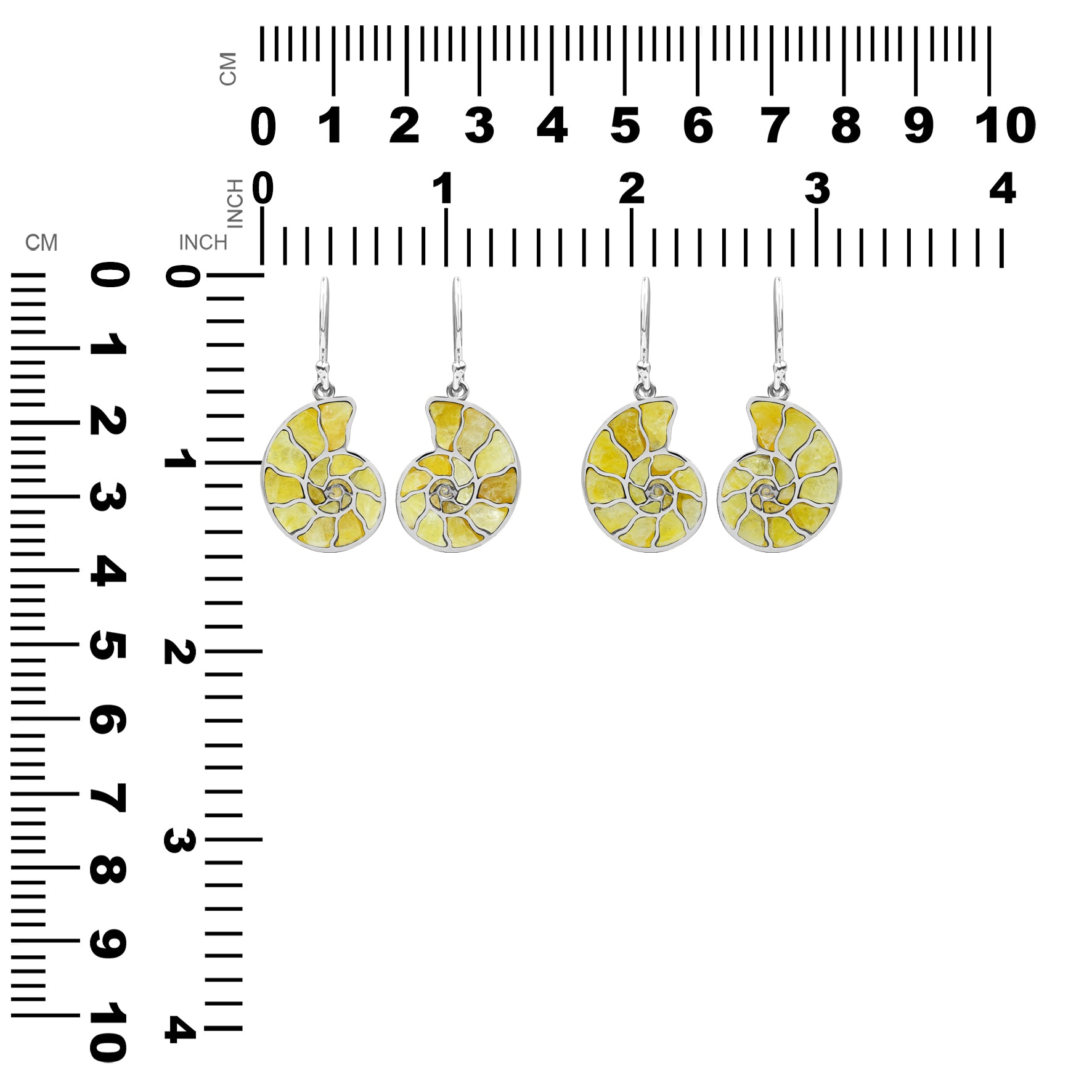 Starborn Ohrring aus Sterlingsilber mit Nautilus-Ammonit und Edelsteineinlage, klein