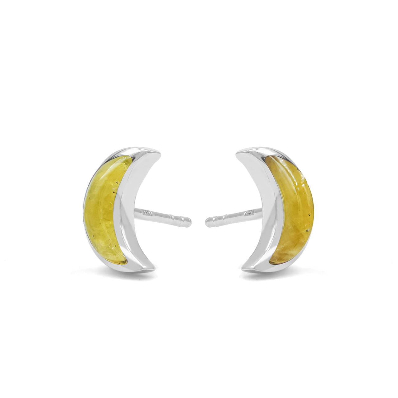 Aretes estilo poste con forma de luna creciente de Starborn en plata de ley