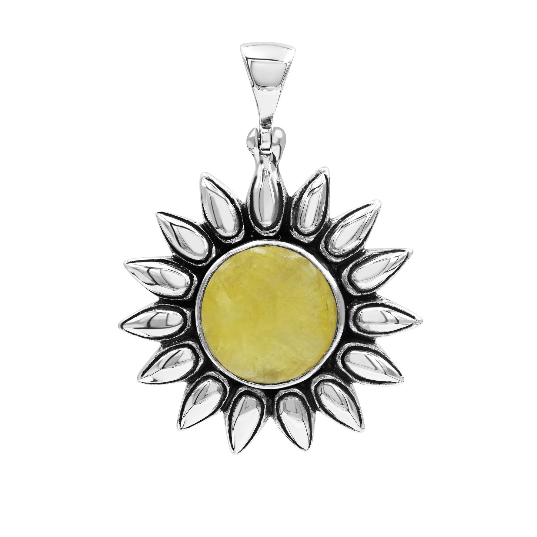 Starborn Brucite Sunflower Pendant in Sterling Silver