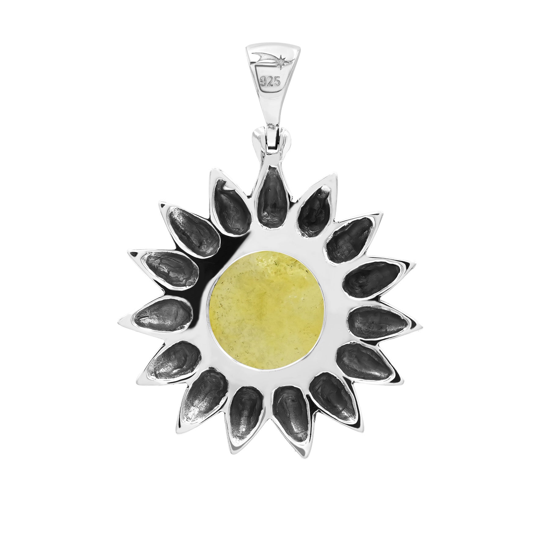Starborn Brucite Sunflower Pendant in Sterling Silver