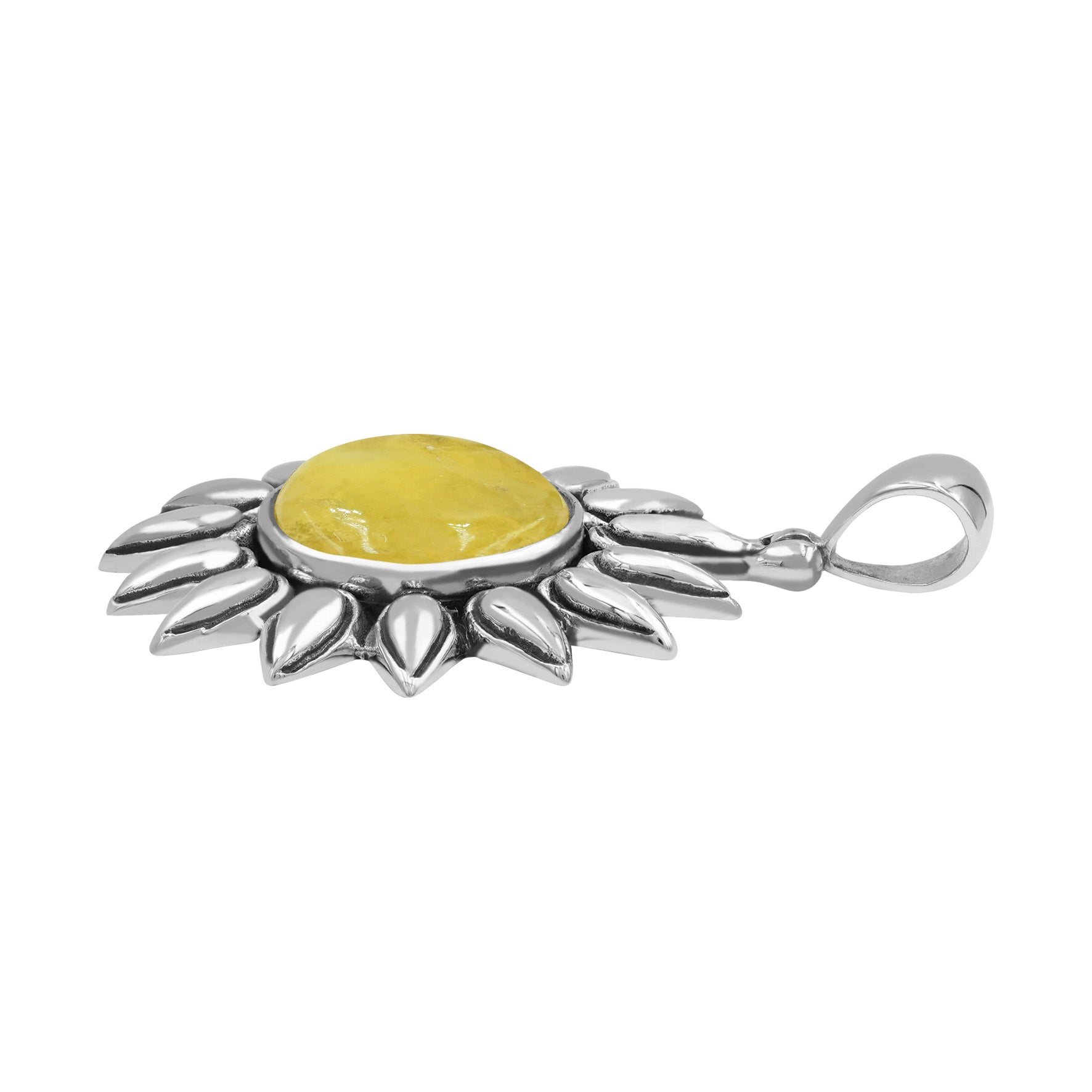 Starborn Brucite Sunflower Pendant in Sterling Silver