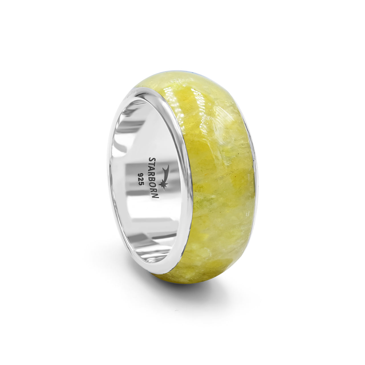 Starborn Brucite One Field Inlay Ring in Sterling Silver