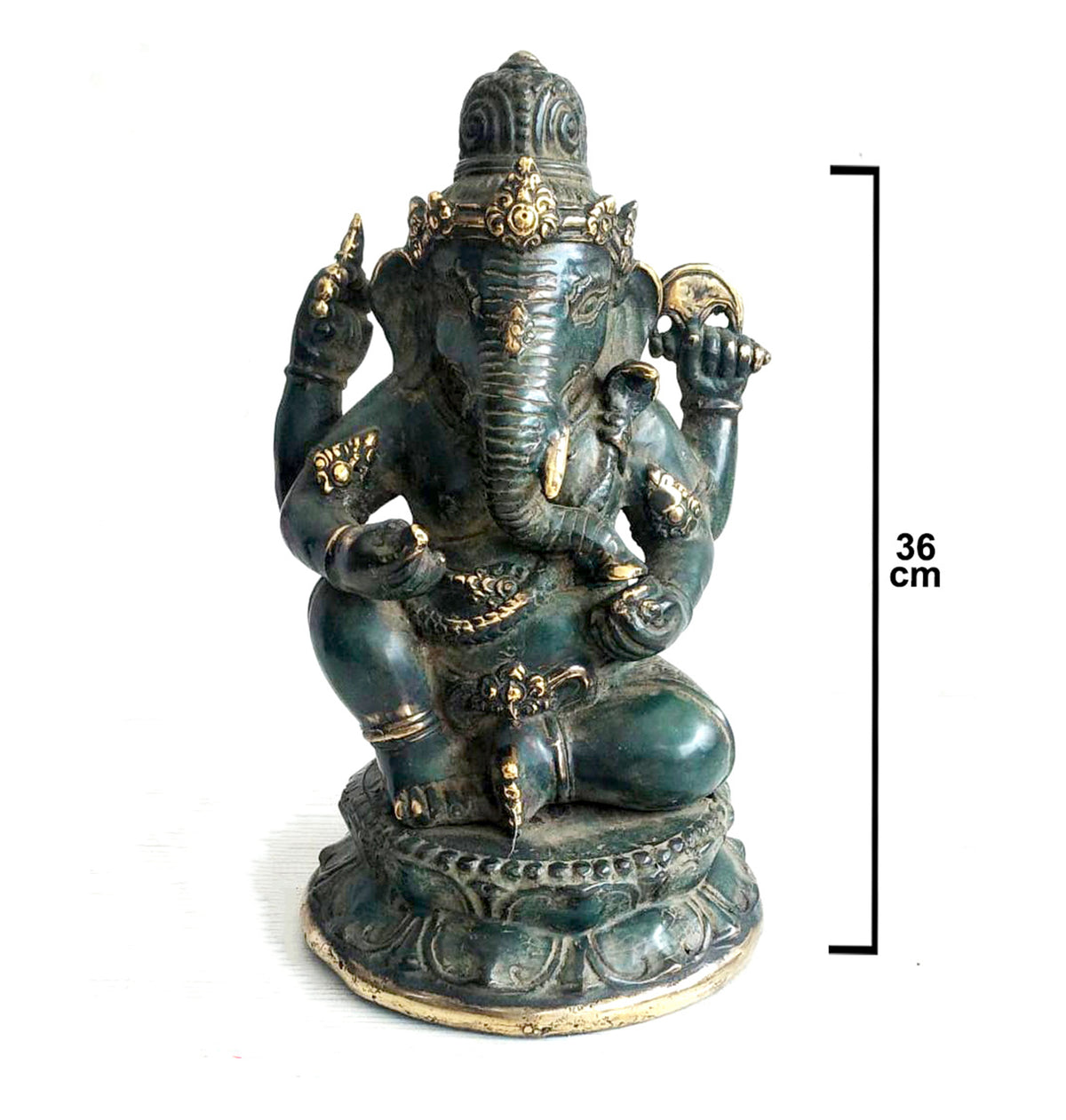 Sterngeborener Ganesha mit seinem gebrochenen Stoßzahn, dekorative Messingstatue