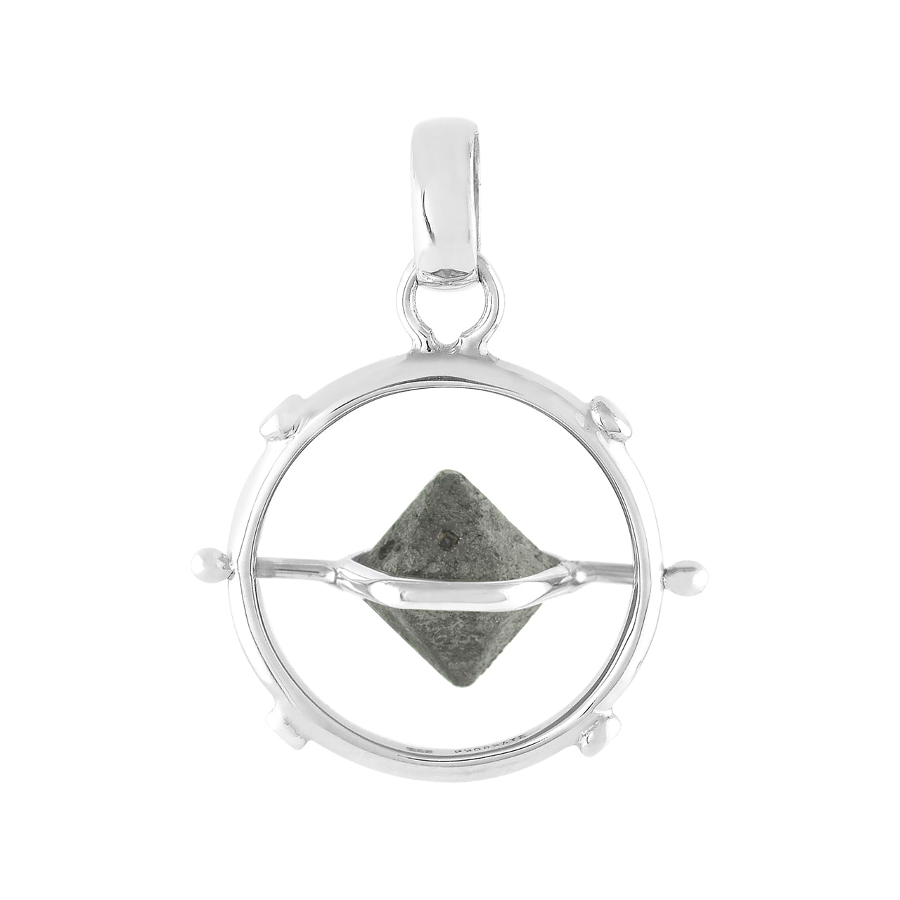 Starborn Small Beta Quartz Crystal Spinner Pendant in Sterling Silver