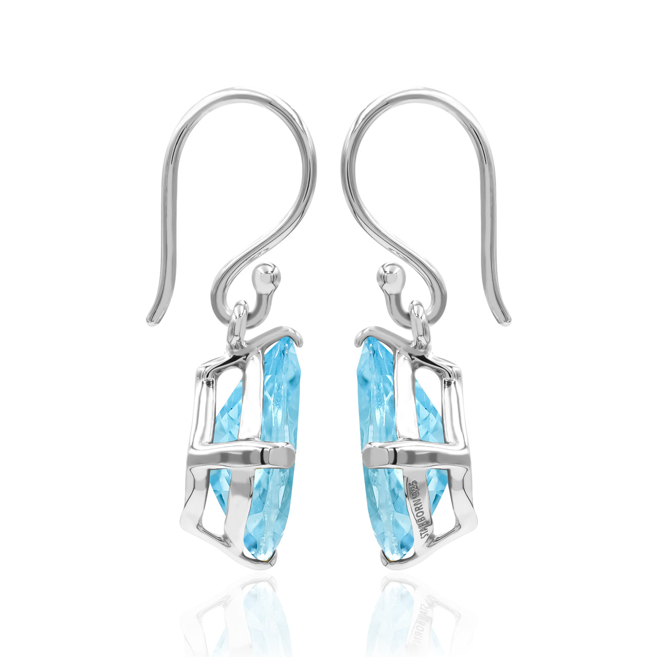 Starborn Pear Faceted Gemstones Dangle Earrings in Fine Sterling Silver