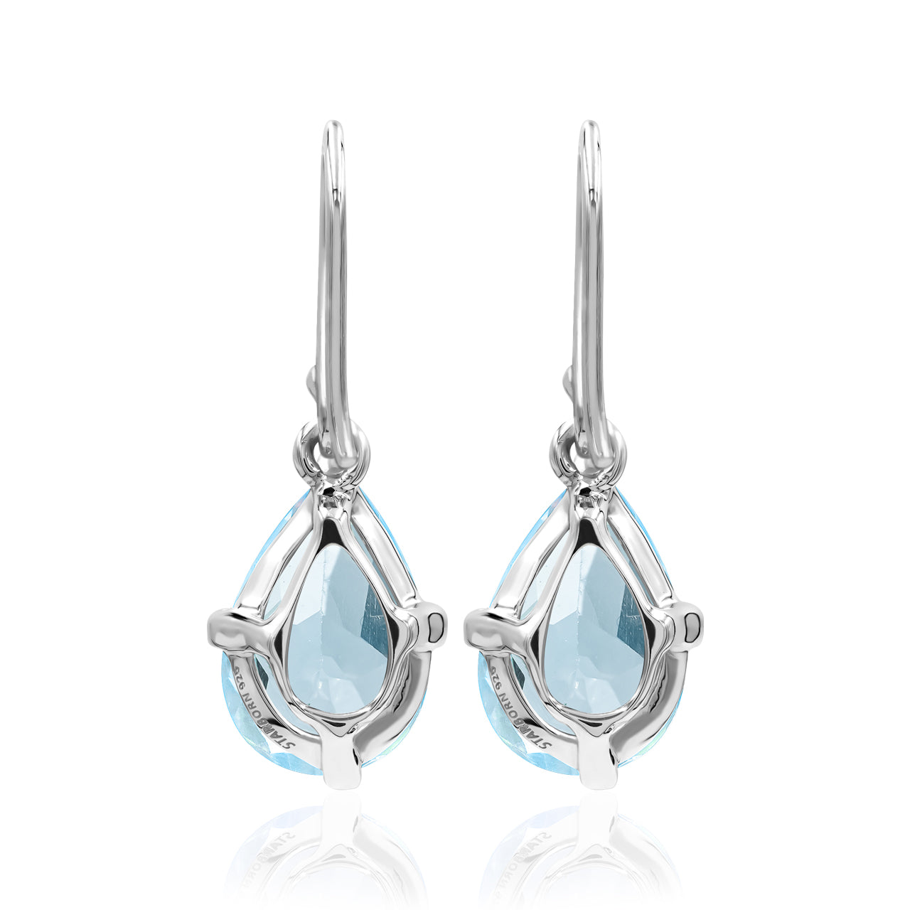 Starborn Pear Faceted Gemstones Dangle Earrings in Fine Sterling Silver