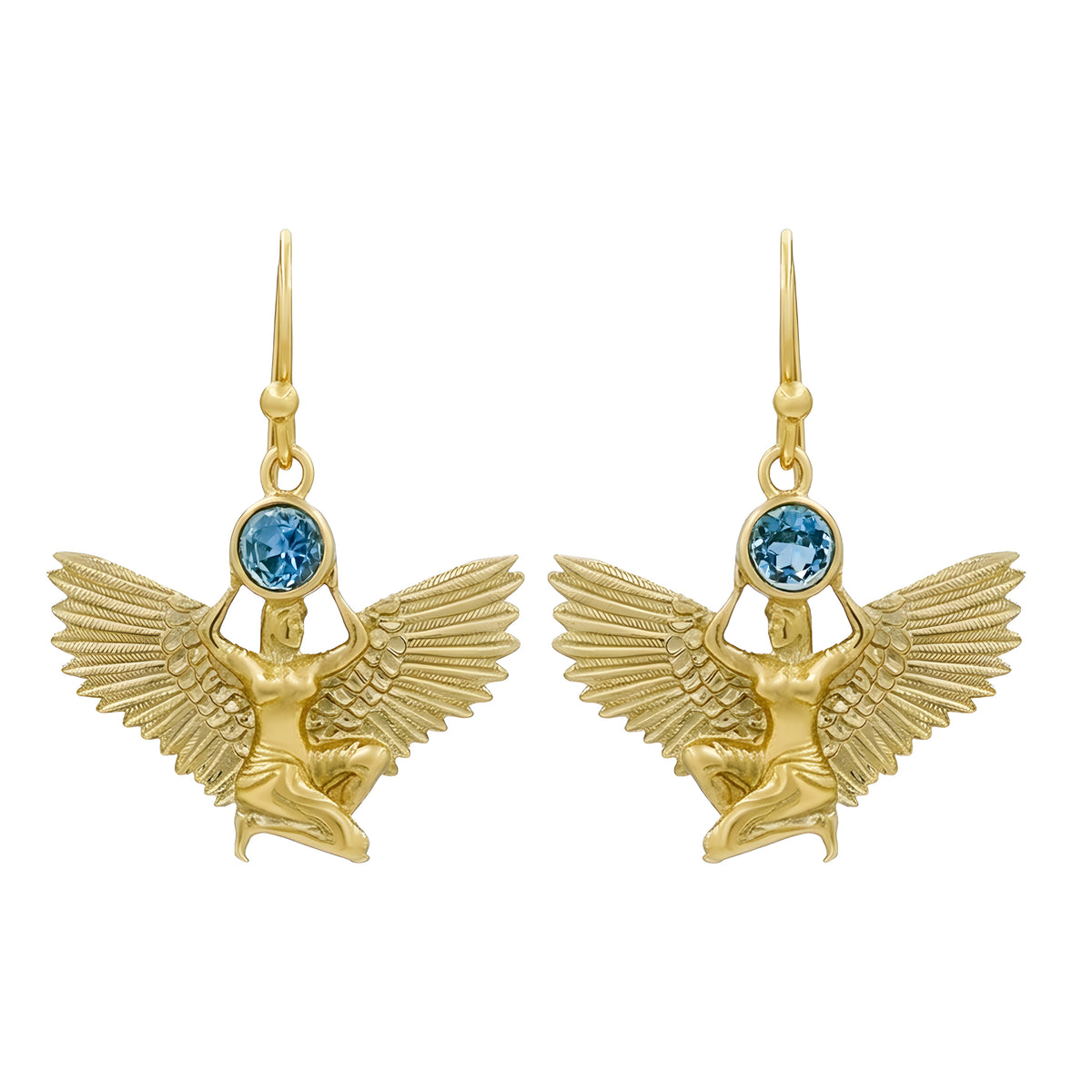 Starborn Faceted Blue Topaz Isis Earring in Nordic Gold