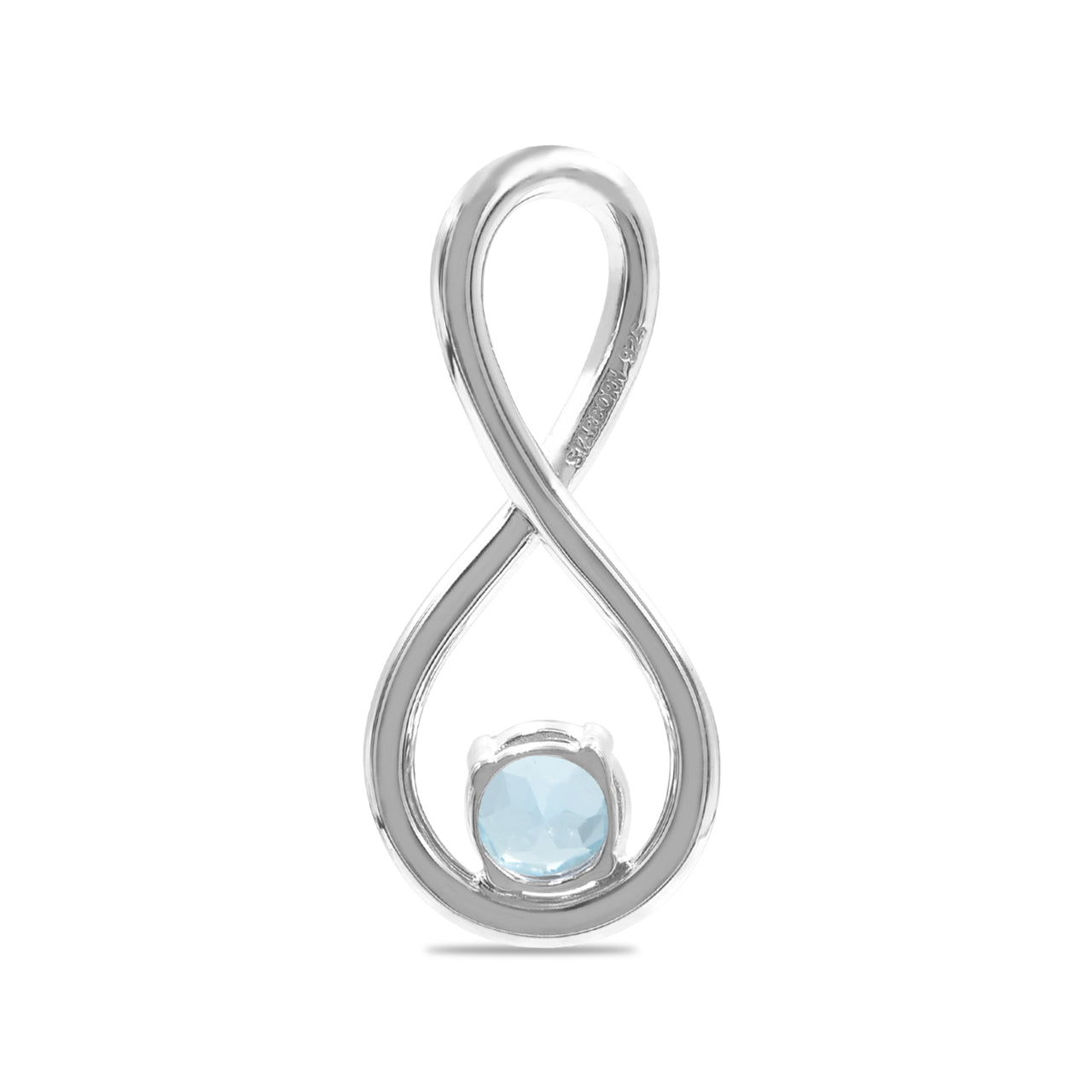 Starborn Faceted Blue Topaz Infinity Pendant in Fine Sterling Silver