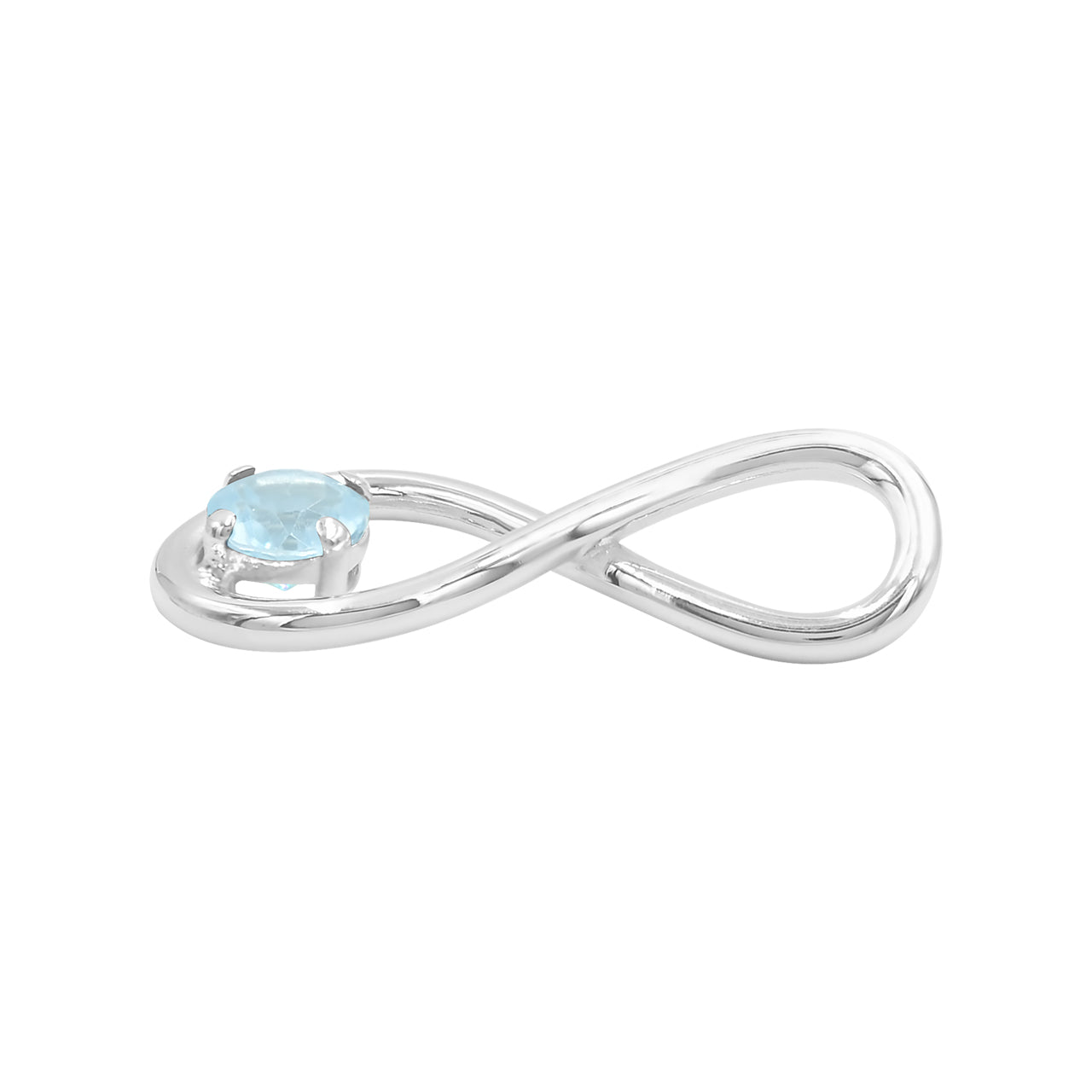 Starborn Faceted Blue Topaz Infinity Pendant in Fine Sterling Silver
