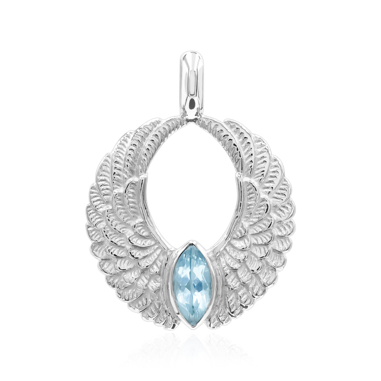 Starborn Angel Wings Pendant with Marquise Gemstone in Sterling Silver
