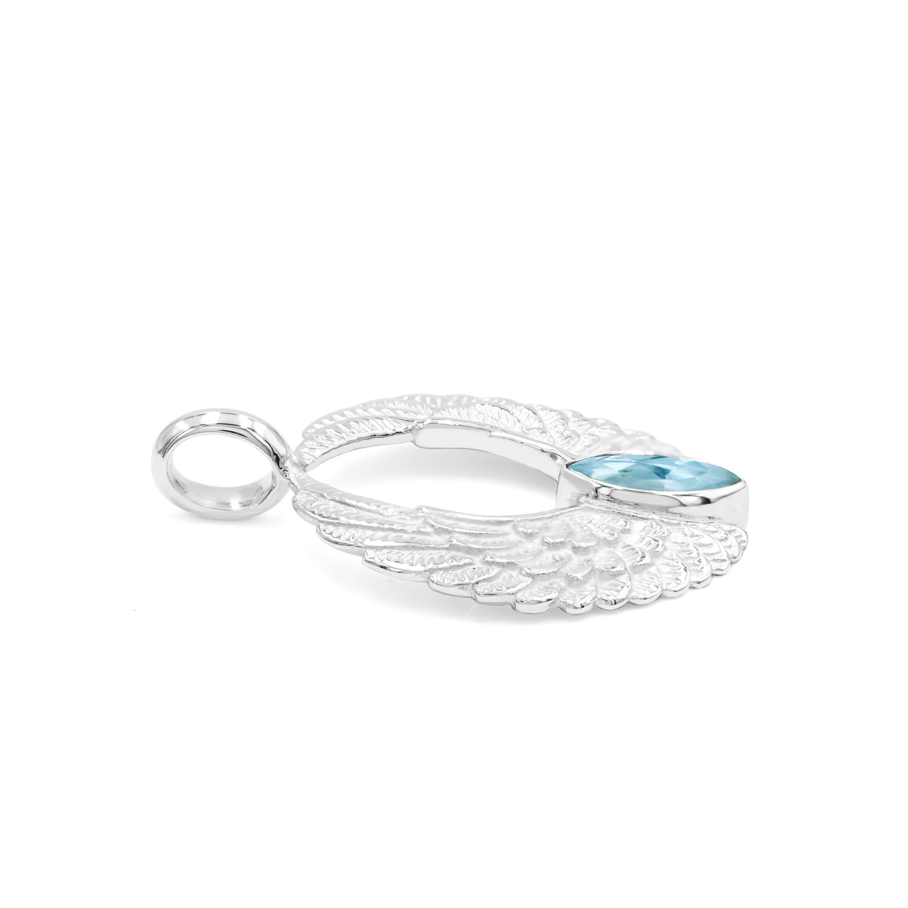 Starborn Angel Wings Pendant with Marquise Gemstone in Sterling Silver