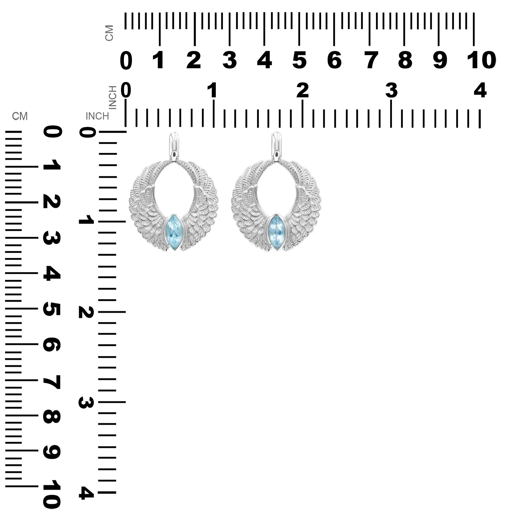 Starborn Angel Wings Pendant with Marquise Blue Topaz in Sterling Silver