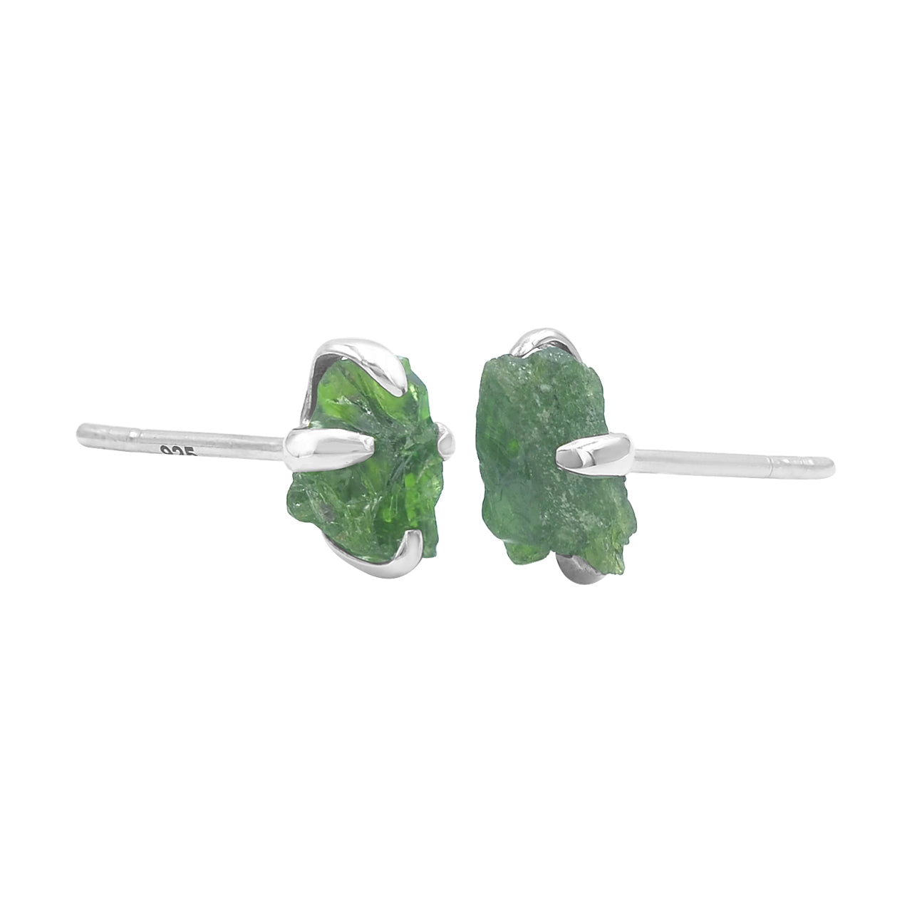 Starborn Rough Chrome Diopside Post Style Earrings in Sterling Silver