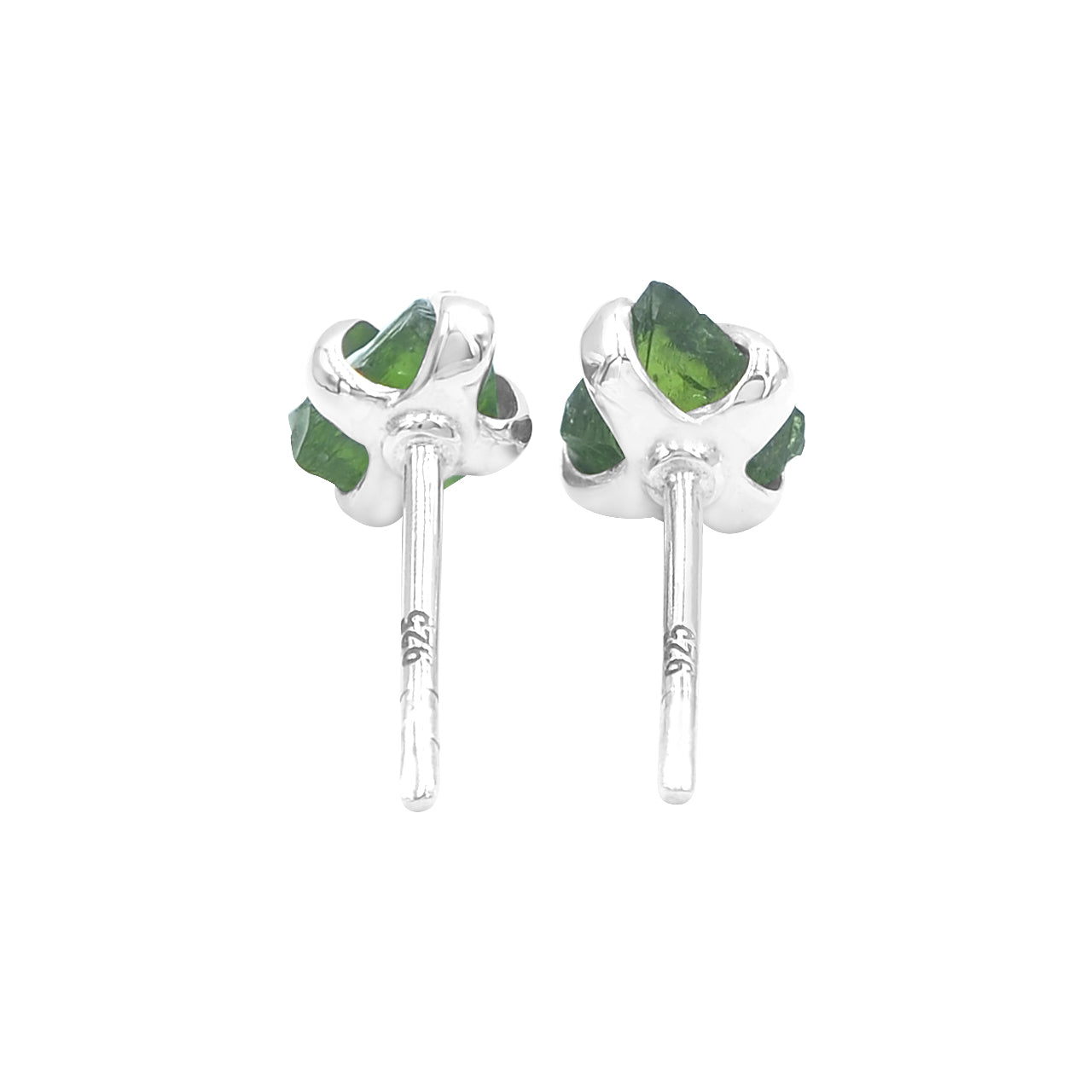 Starborn Rough Chrome Diopside Post Style Earrings in Sterling Silver