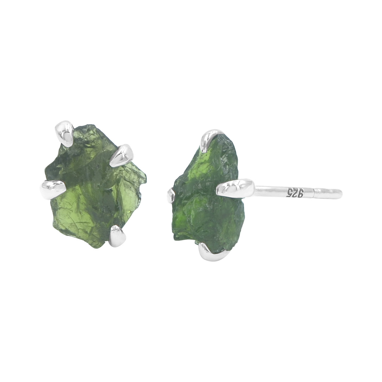 Starborn Rough Chrome Diopside Post Style Earrings in Sterling Silver