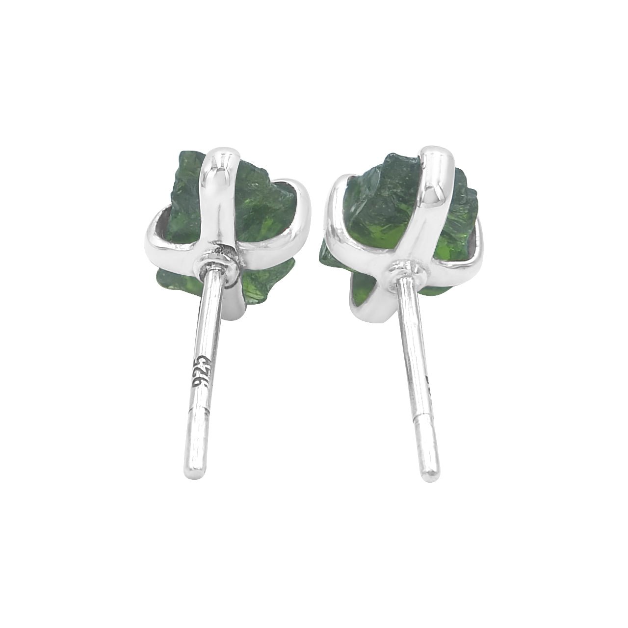 Starborn Rough Chrome Diopside Post Style Earrings in Sterling Silver
