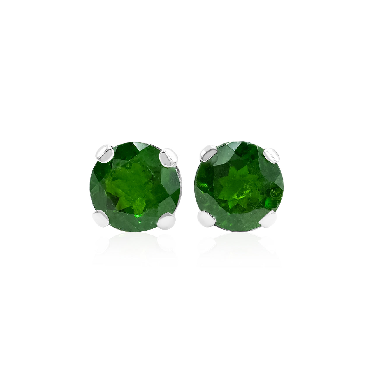 Starborn Chrome Diopside Faceted Round Post Earrings in Sterling Silver
