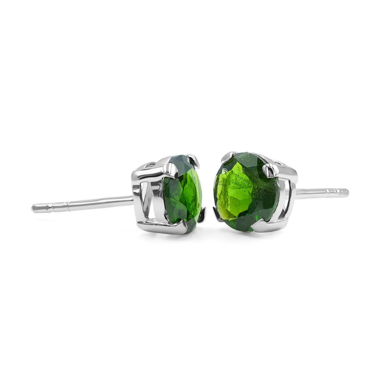 Starborn Chrome Diopside Faceted Round Post Earrings in Sterling Silver
