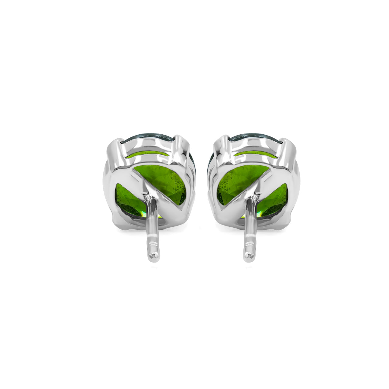 Starborn Chrome Diopside Faceted Round Post Earrings in Sterling Silver