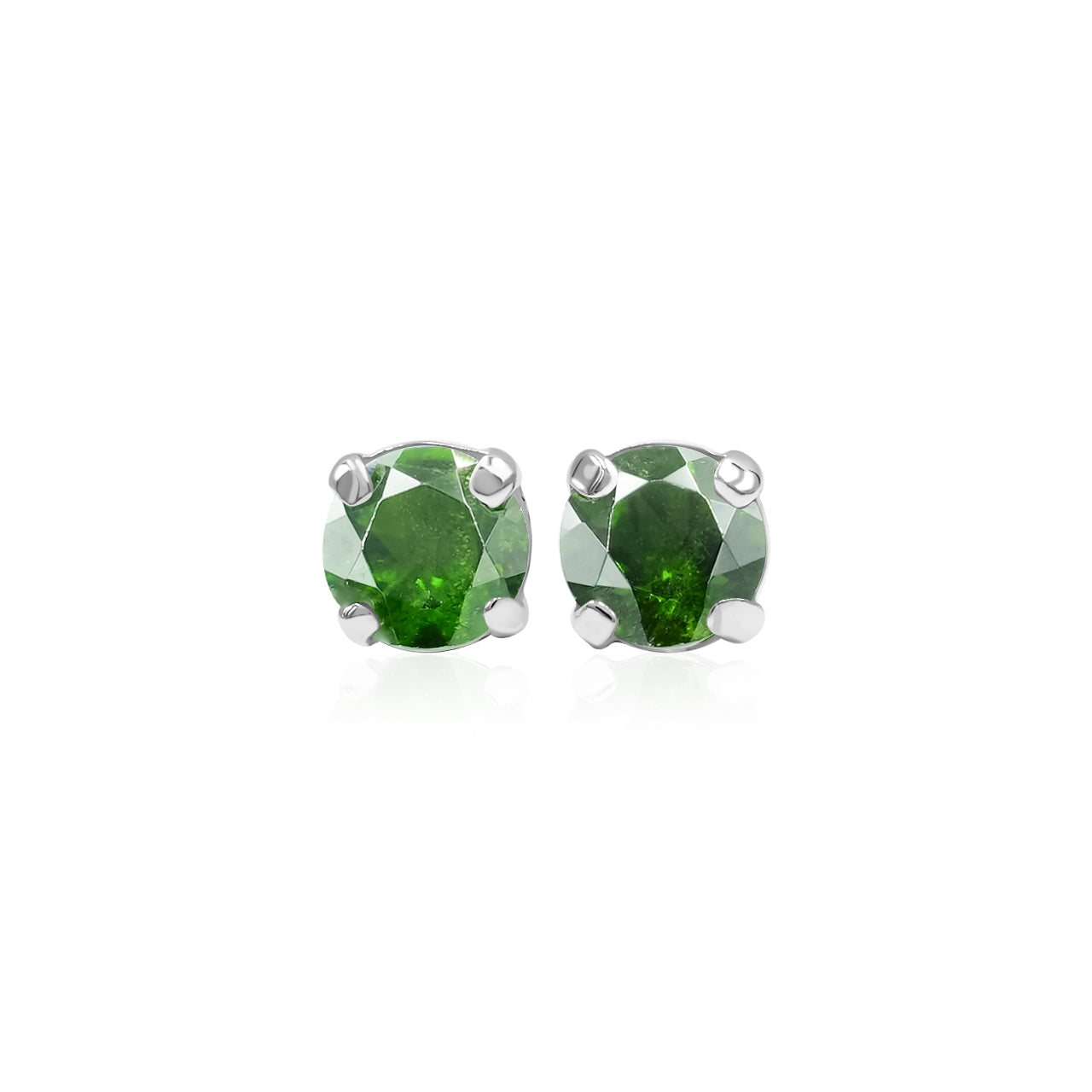 Starborn Chrome Diopside Faceted Round Post Earrings in Sterling Silver