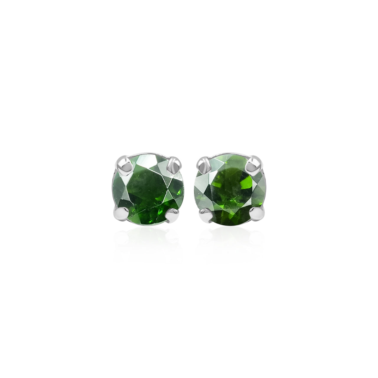 Starborn Chrome Diopside Faceted Round Post Earrings in Sterling Silver