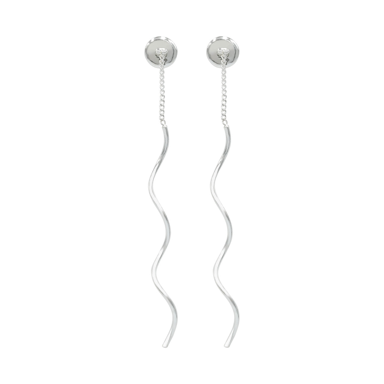 Starborn Faceted Chrome Diopside Stud Earrings with Flowing Curled Wire Drop in Sterling Silver