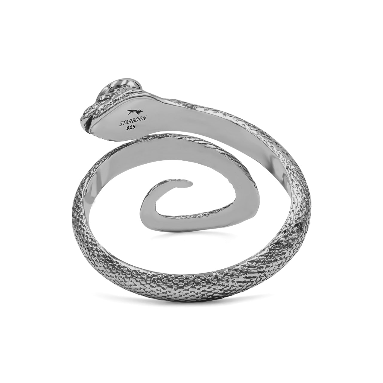 Starborn Coiled Snake Ring with Faceted Chrome Diopside in Sterling Silver