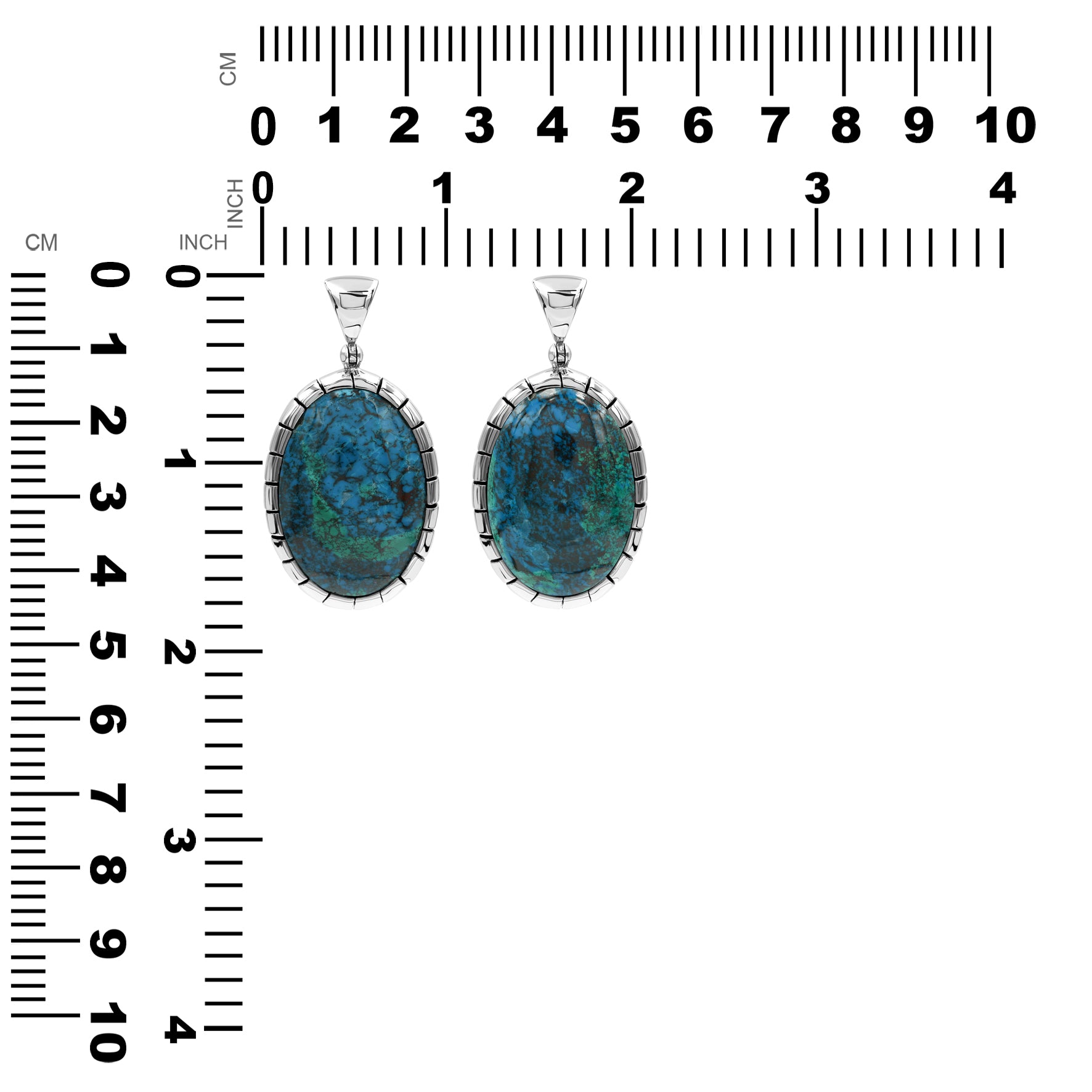 Starborn Chrysocolla Oval Pendant Featuring Striped Accent Bezel Pendant in Sterling Silver