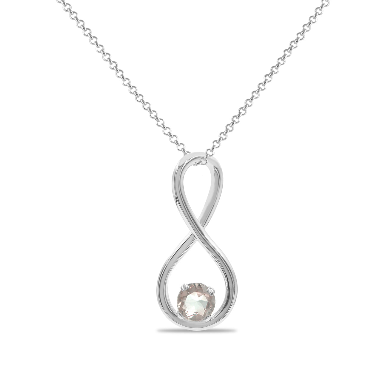 Starborn Faceted Topaz Infinity Pendant in Fine Sterling Silver