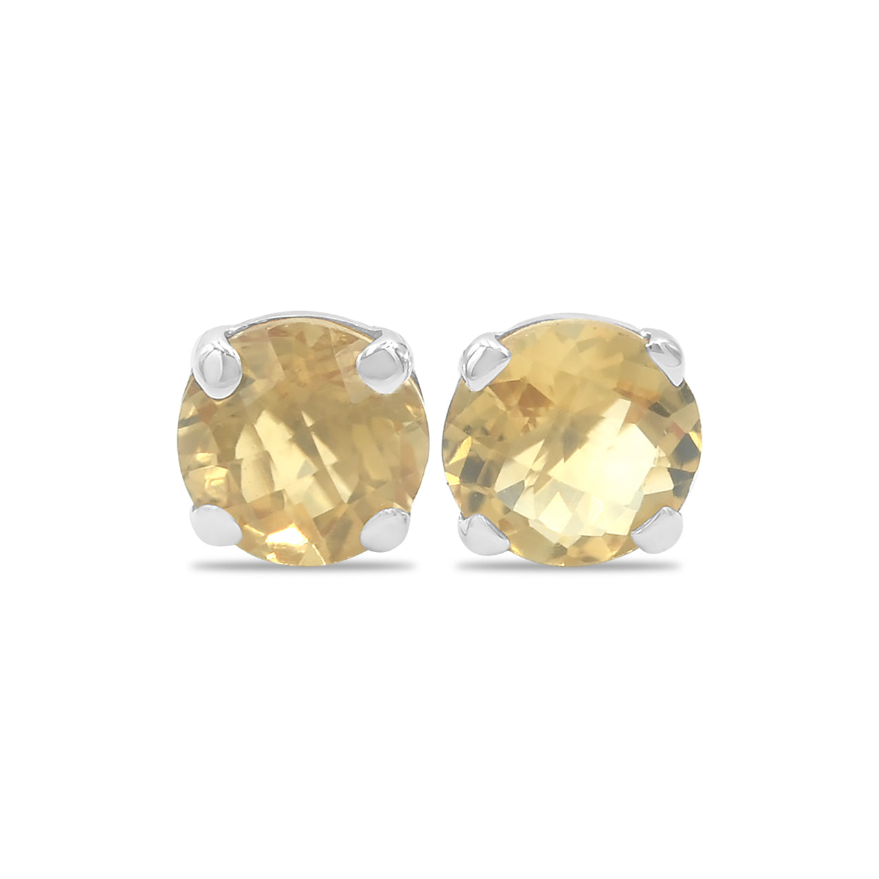 Starborn Faceted Gemstone 8 mm Round Post Earrings in Sterling Silver