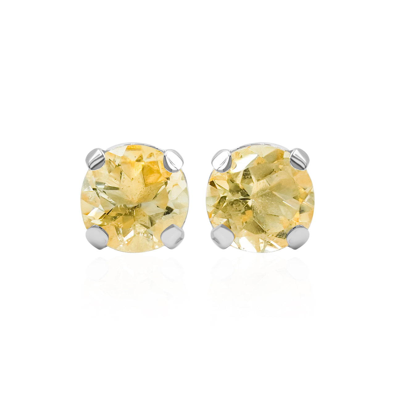 Starborn Citrine Faceted Round Post Earrings in Sterling Silver