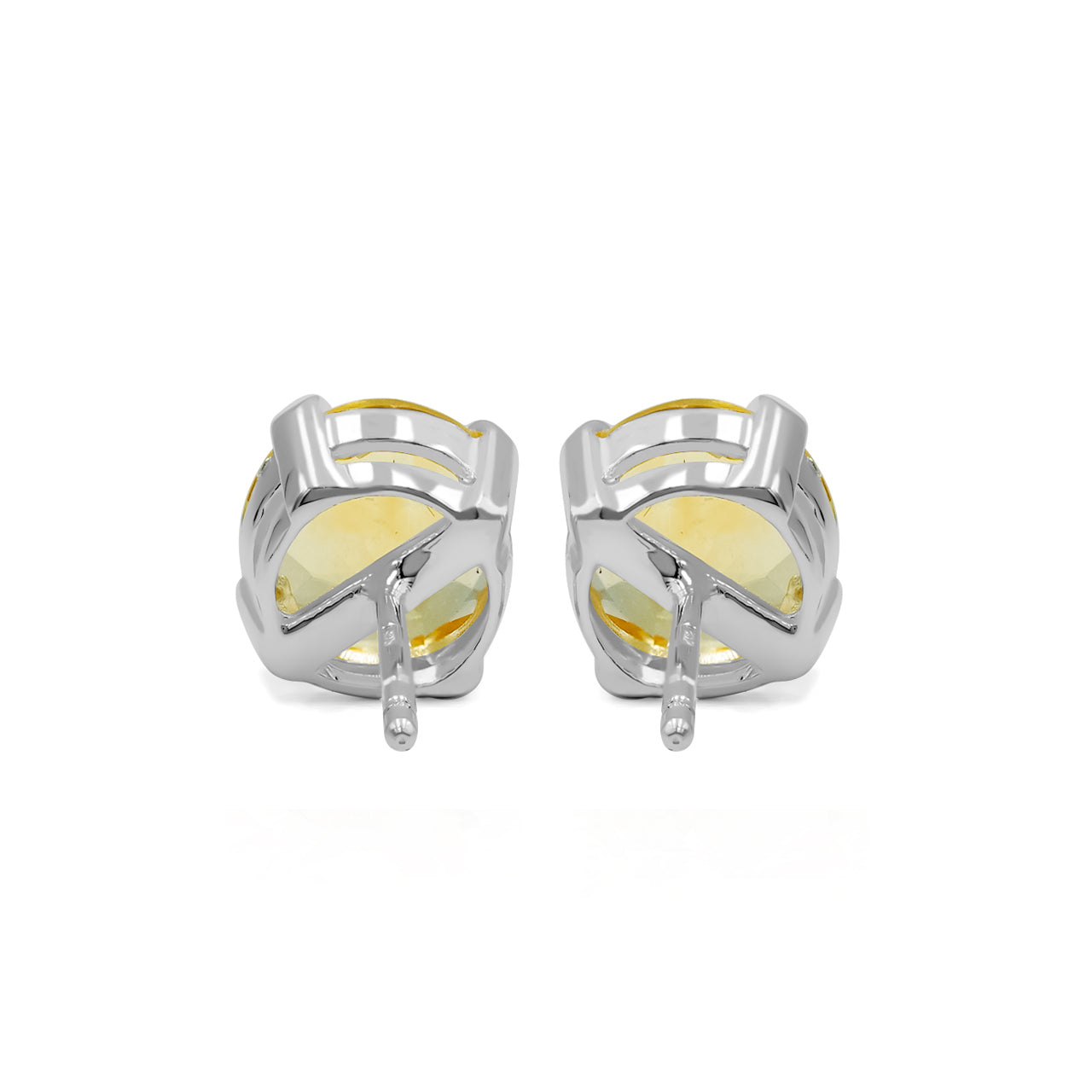 Aretes con forma de poste redondo de 8 mm con piedras preciosas facetadas Starborn en plata de ley