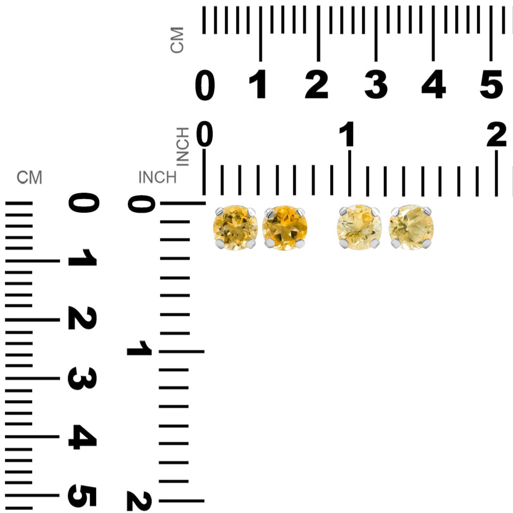 Starborn Citrine Faceted Round Post Earrings in Sterling Silver