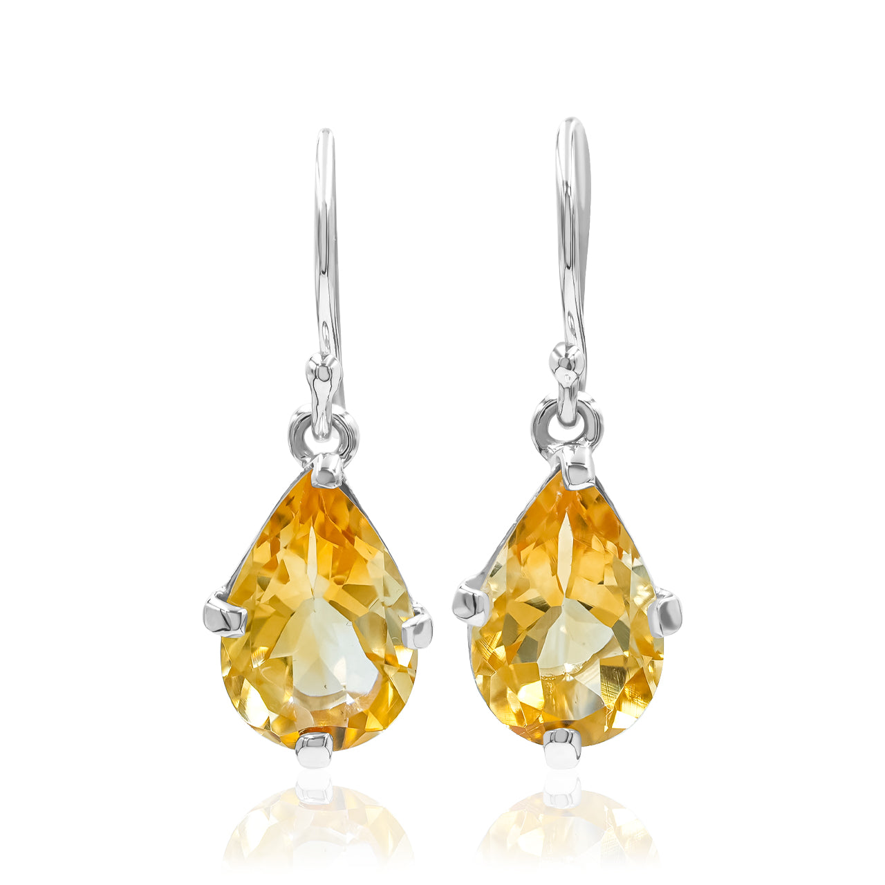 Starborn Pear Faceted Gemstones Dangle Earrings in Fine Sterling Silver