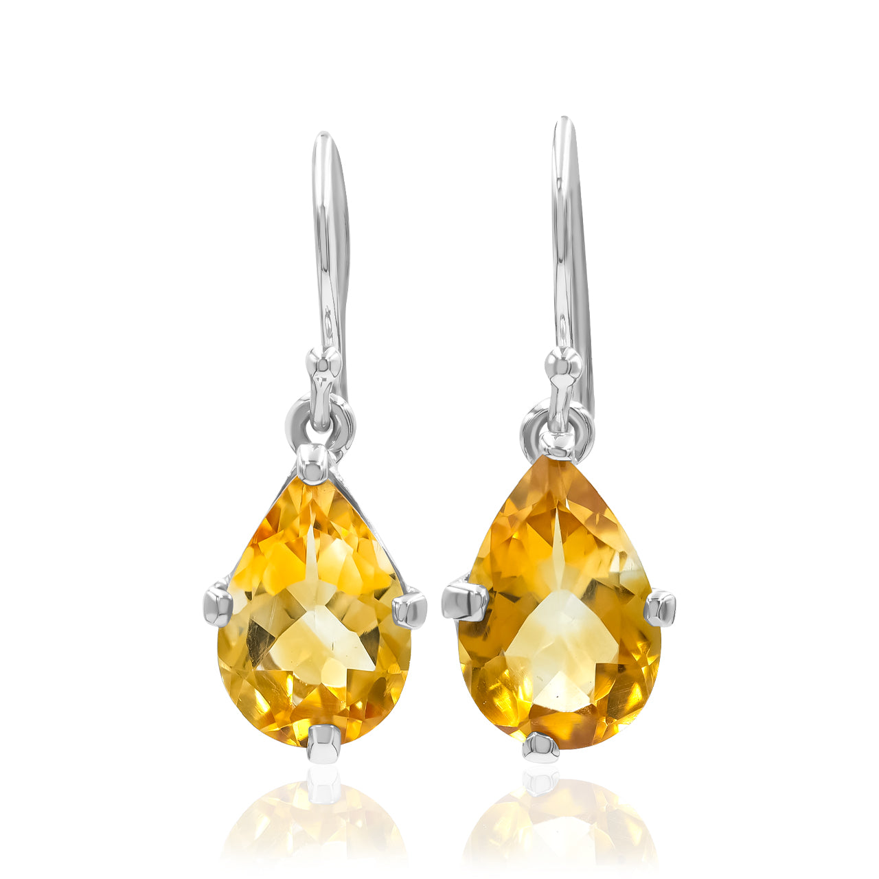 Starborn Pear Faceted Gemstones Dangle Earrings in Fine Sterling Silver