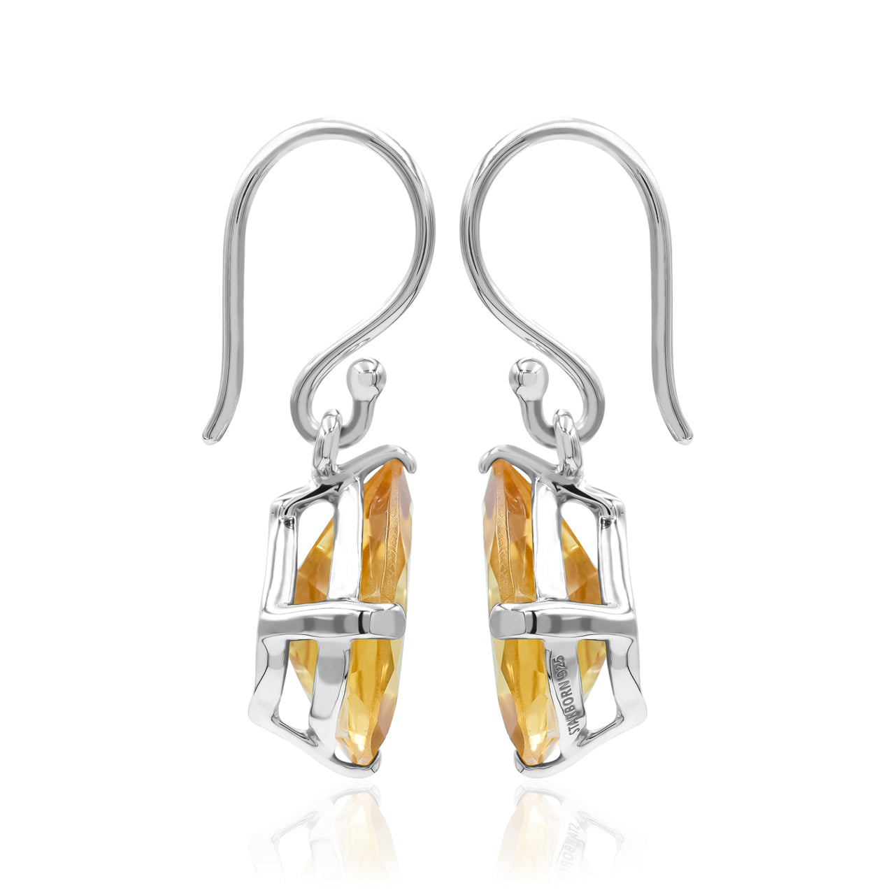 Starborn Pear Faceted Gemstones Dangle Earrings in Fine Sterling Silver