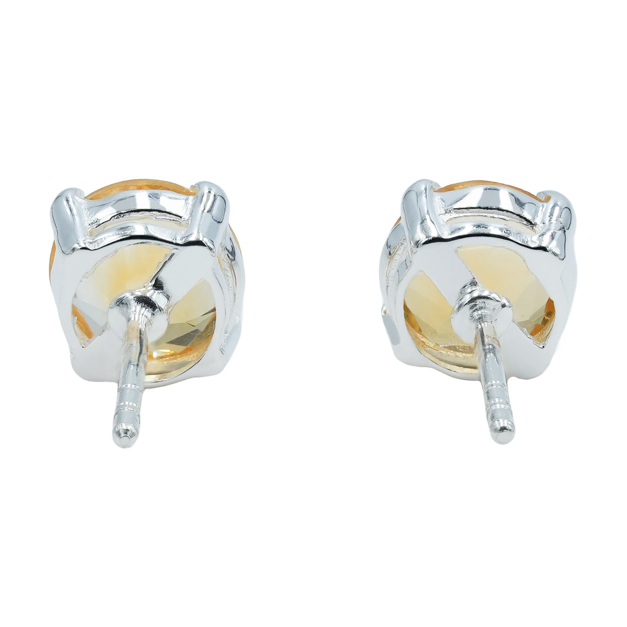 Starborn Citrine Faceted Round Post Earrings in Sterling Silver