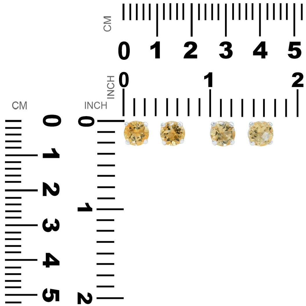 Starborn Citrine Faceted Round Post Earrings in Sterling Silver