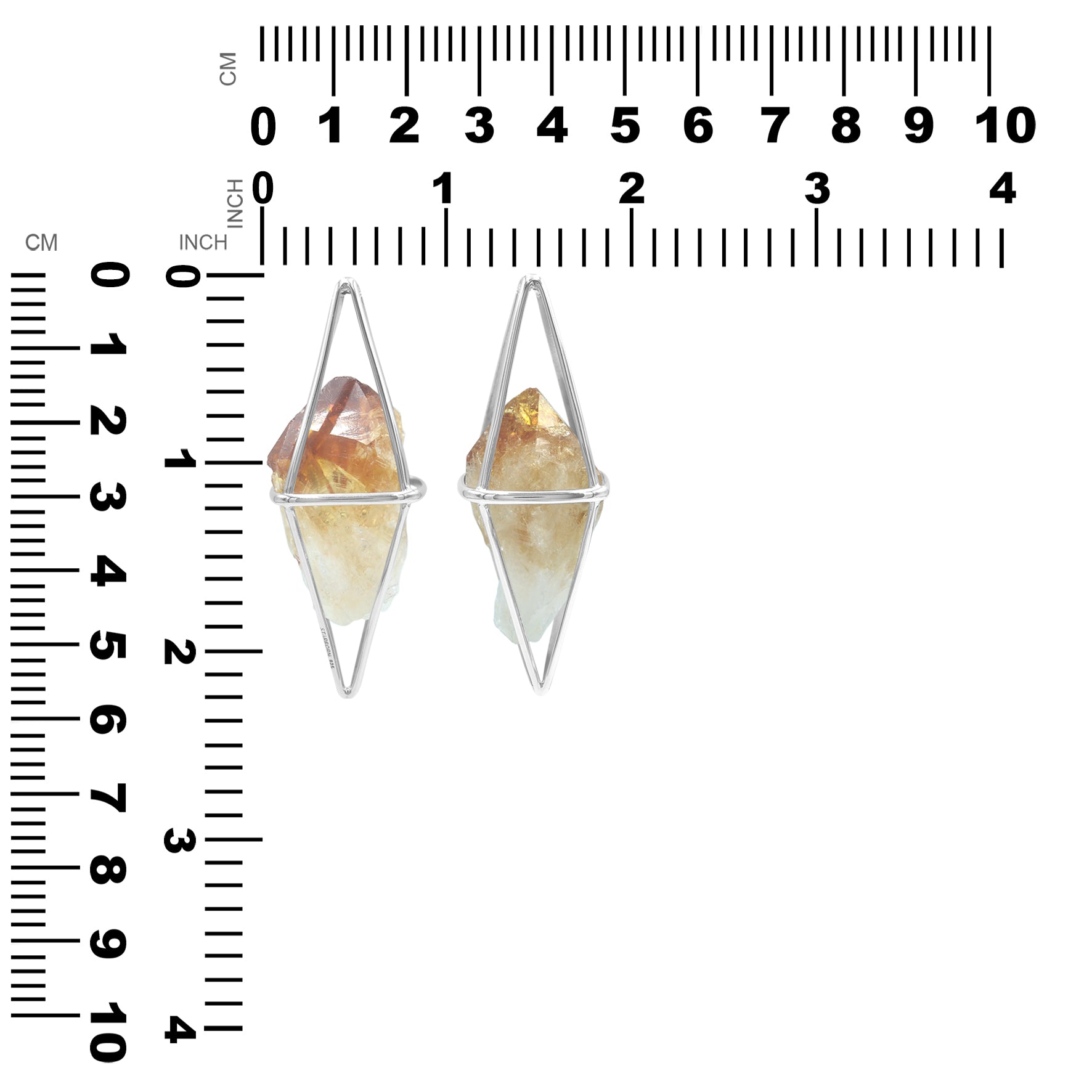 Starborn Citrine Flame Cage Pendant in Sterling Silver