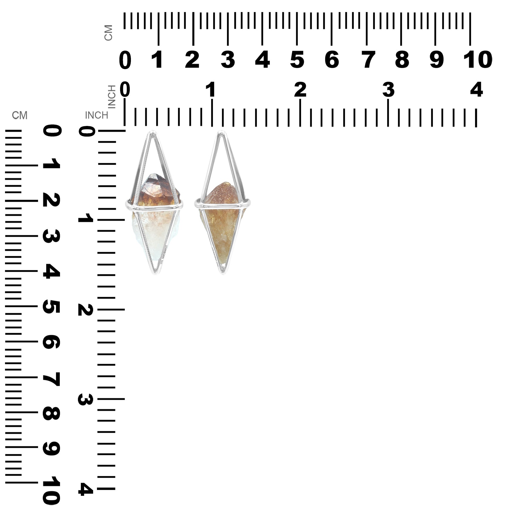 Starborn Citrine Flame Cage Pendant in Sterling Silver