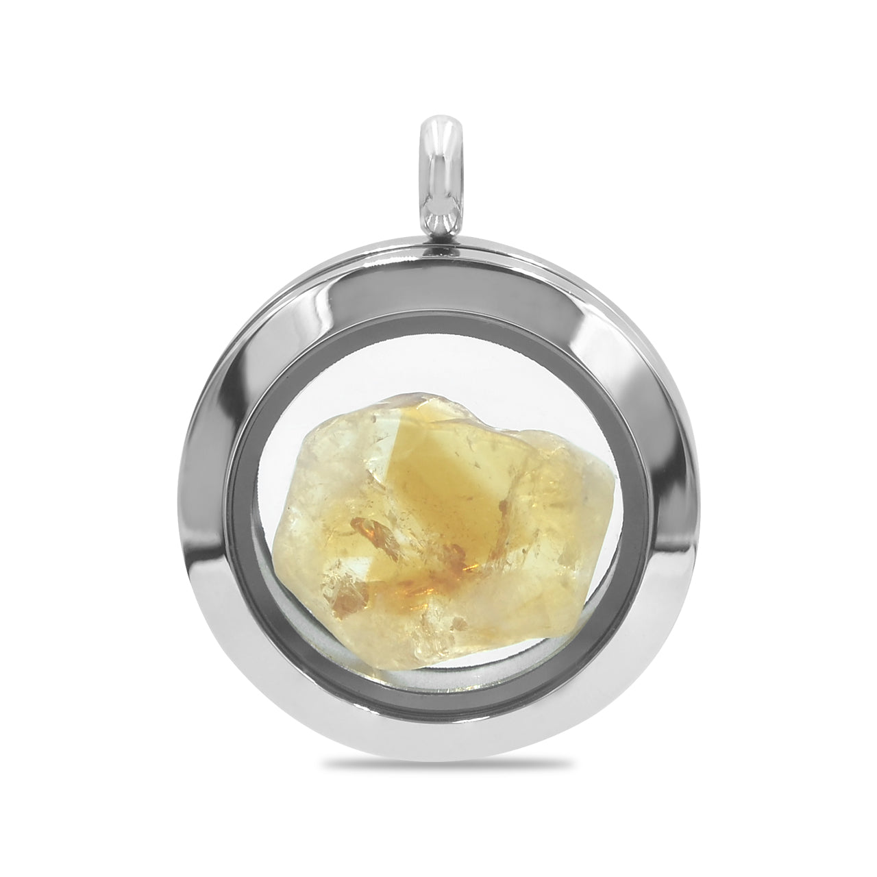 Starborn Gemstone Window Pendant Necklace in Stainless Steel