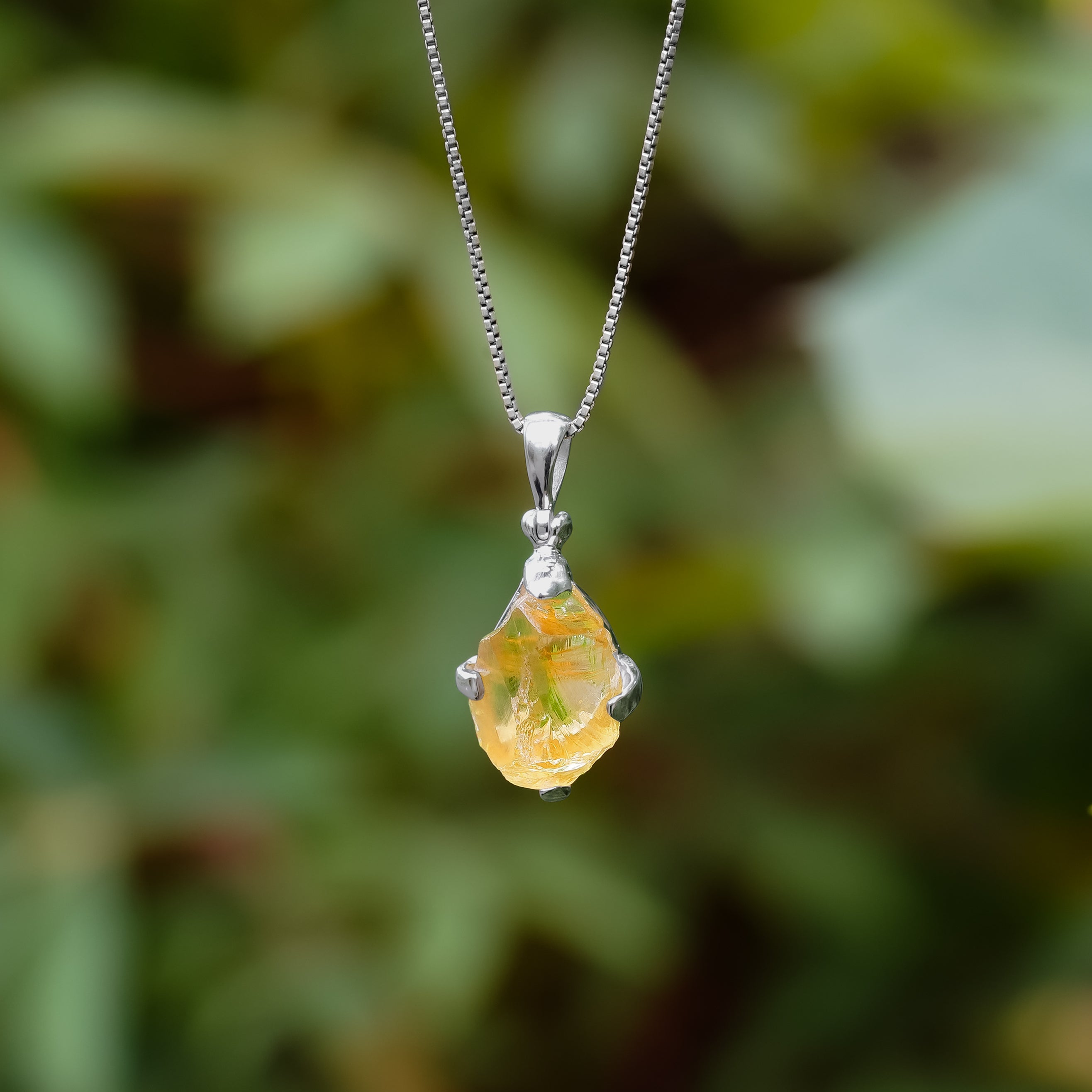 Starborn Citrine Rough Pendant in Sterling Silver
