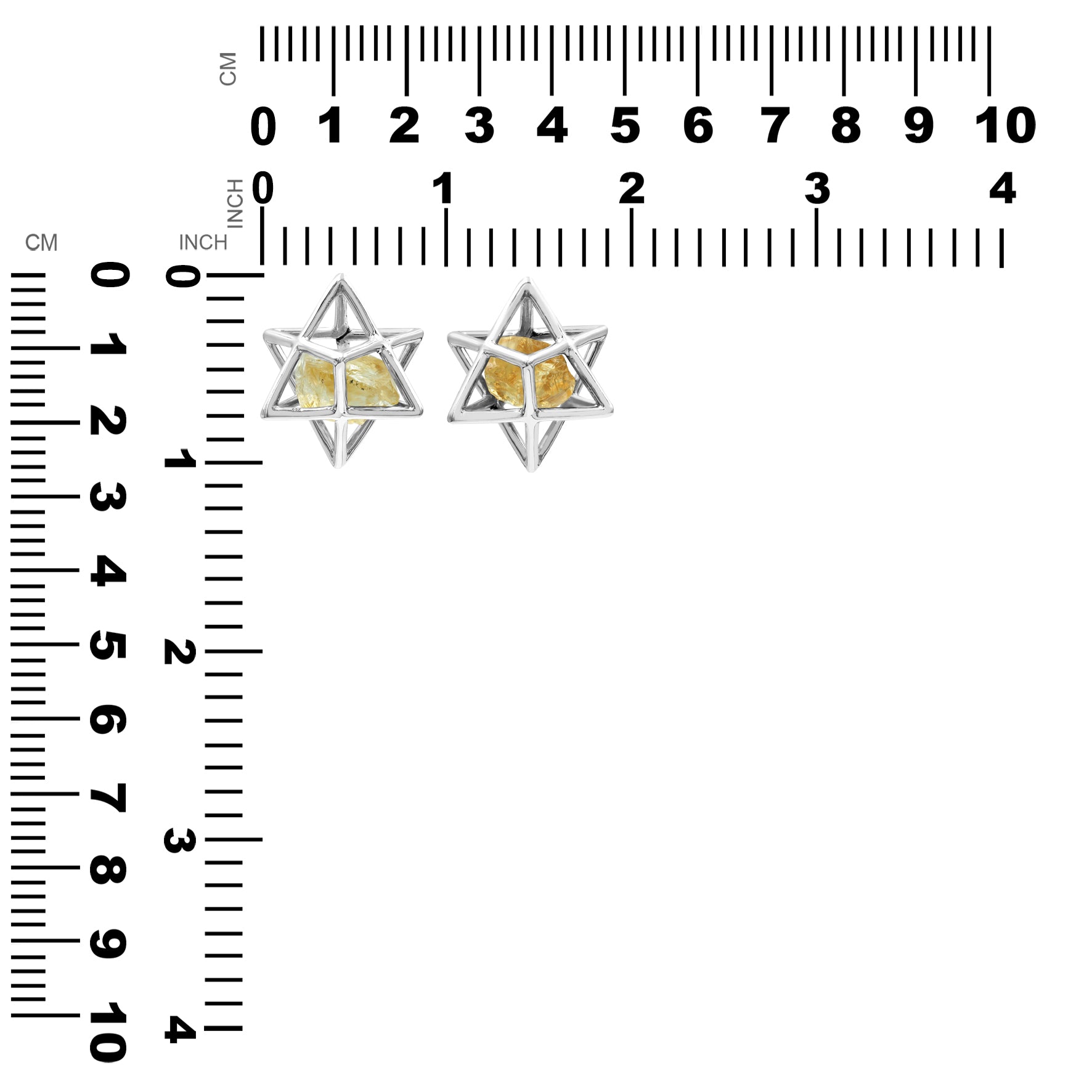 Starborn Natural Raw Citrine in Merkabah Sterling Silver Cage Pendant and Chain