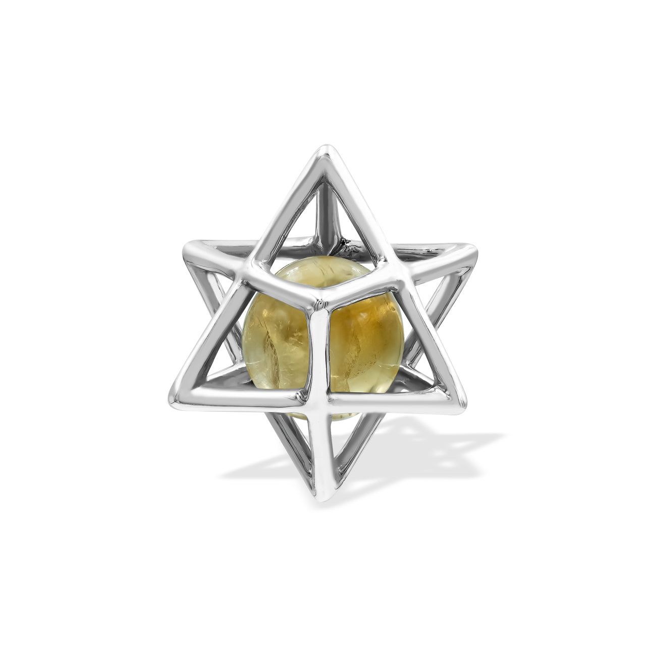 Starborn Kugel Citrin Merkabah Anhänger & Kette in Sterlingsilber