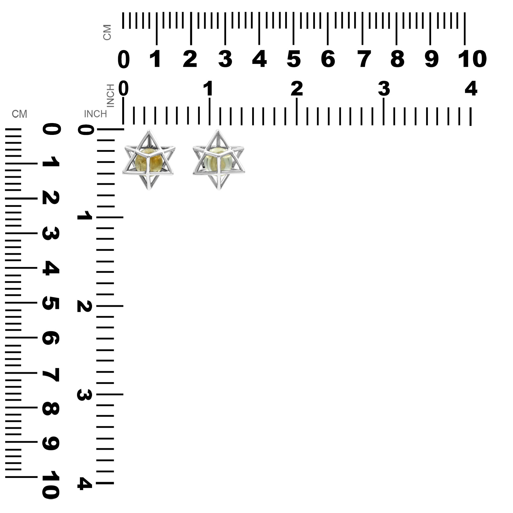 Starborn Merkabah Sterling Silver Cage Pendant and Chain with Gemstone Sphere